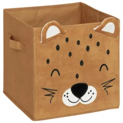 Atmosphera cru017dateur d'intu017drieur for kids Panier de rangement pliant velours enfant (29 x 29 cm) Léo Marron Discount