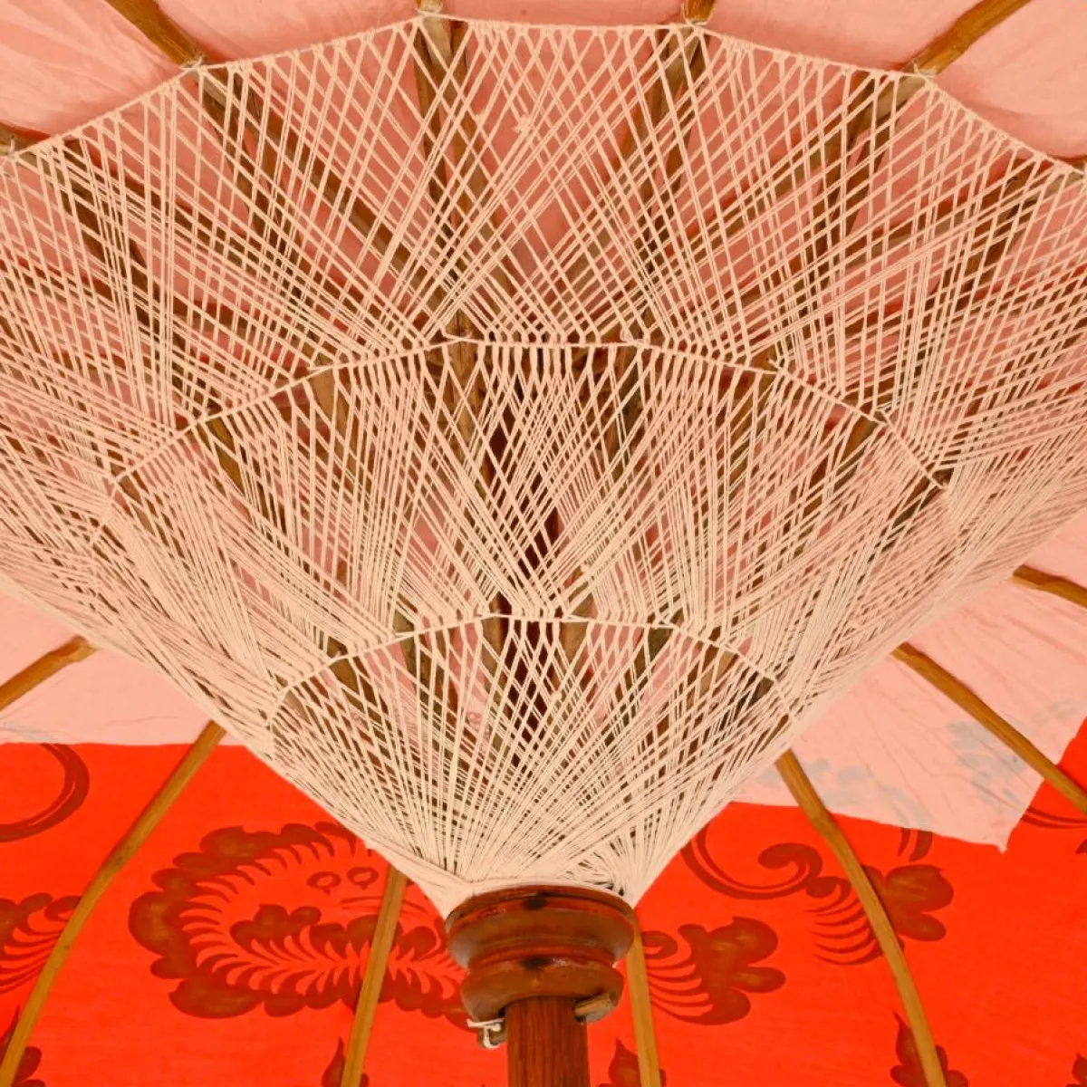 KAEMINGK Parasol de jardin rond à franges (D2 m) Jaipur et dorure Rouge Hot