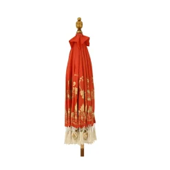 KAEMINGK Parasol de jardin rond à franges (D2 m) Jaipur et dorure Rouge Hot