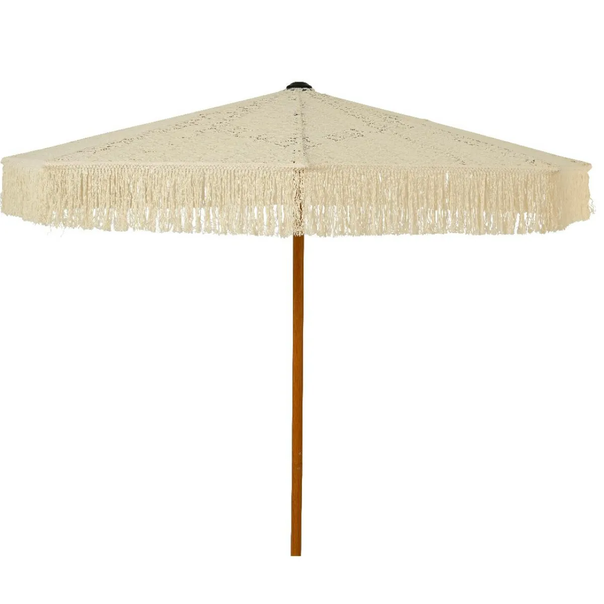 #N/A Parasol de jardin rond à franges (D2 m) Isy Dentelle Beige New