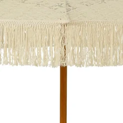#N/A Parasol de jardin rond à franges (D2 m) Isy Dentelle Beige New