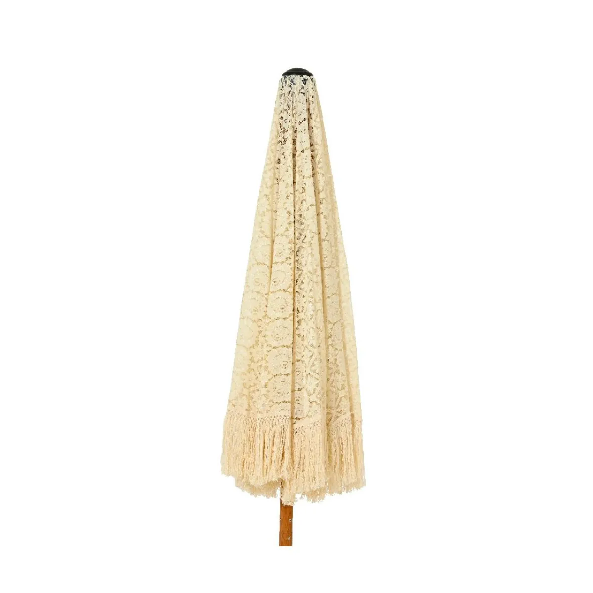 #N/A Parasol de jardin rond à franges (D2 m) Isy Dentelle Beige New