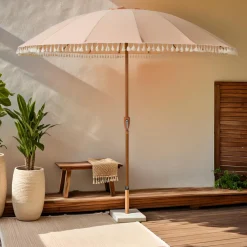 KAEMINGK Parasol de jardin rond à franges (D2.5 m) Mexico Rose Pêche Best