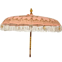 KAEMINGK Parasol de jardin rond à franges (D2 m) Jaipur Beige rosé et dorure Nude New