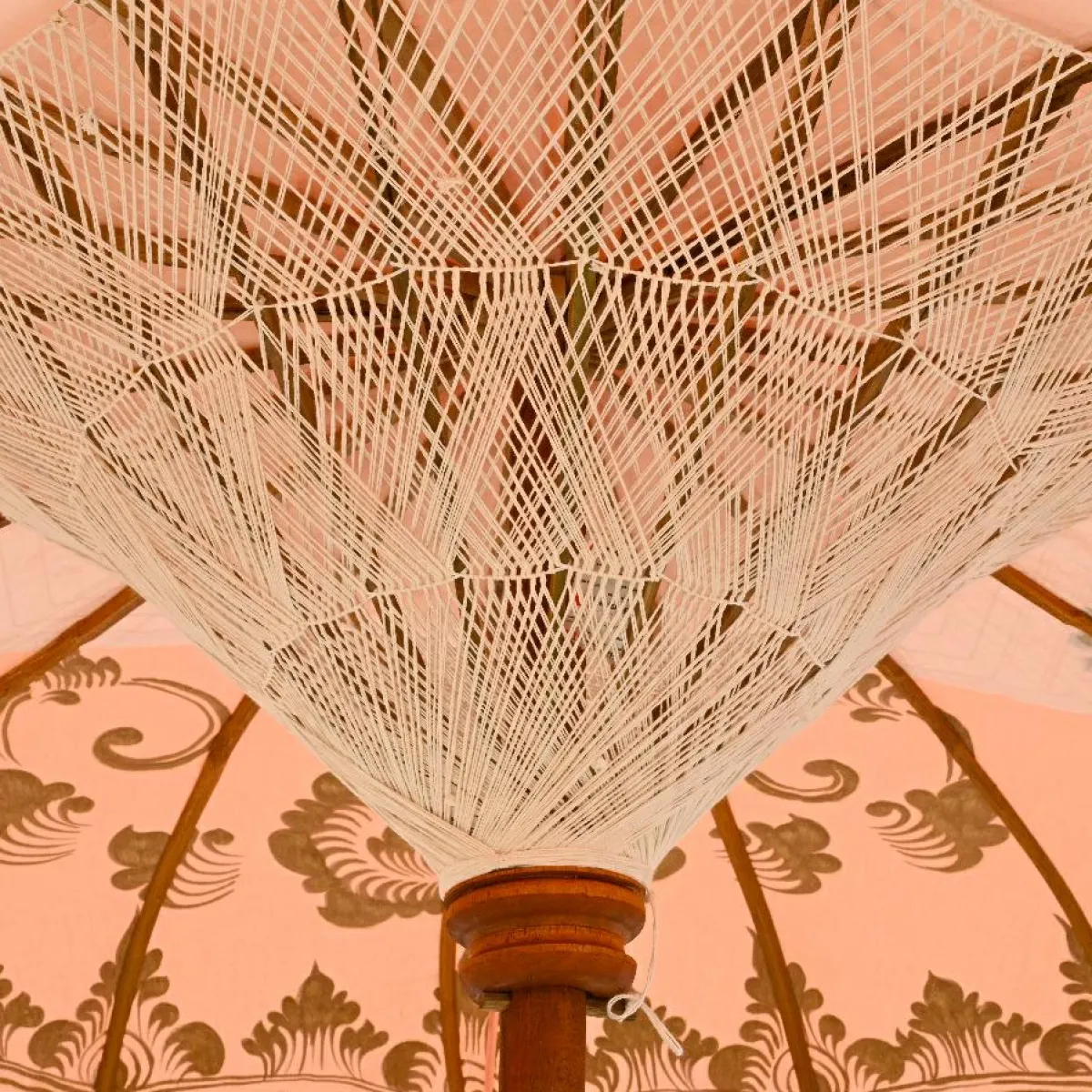KAEMINGK Parasol de jardin rond à franges (D2 m) Jaipur Beige rosé et dorure Nude New
