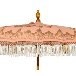 KAEMINGK Parasol de jardin rond à franges (D2 m) Jaipur Beige rosé et dorure Nude New