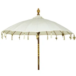 #N/A Parasol de jardin rond avec ornements (D2 m) Cuzco cassé Blanc Clearance