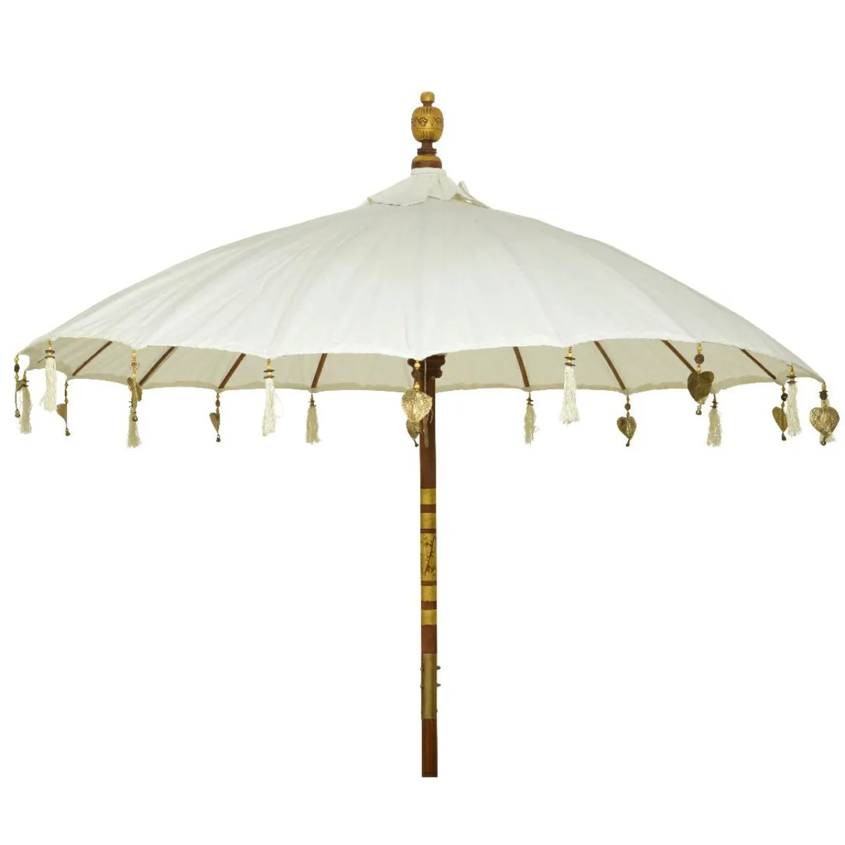 #N/A Parasol de jardin rond avec ornements (D2 m) Cuzco cassé Blanc Clearance