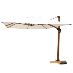MOBELLIA Parasol déporté rectangulaire aluminium (4 x 3 m) Yucatan effet Bois et blanc Effet bois - blanc