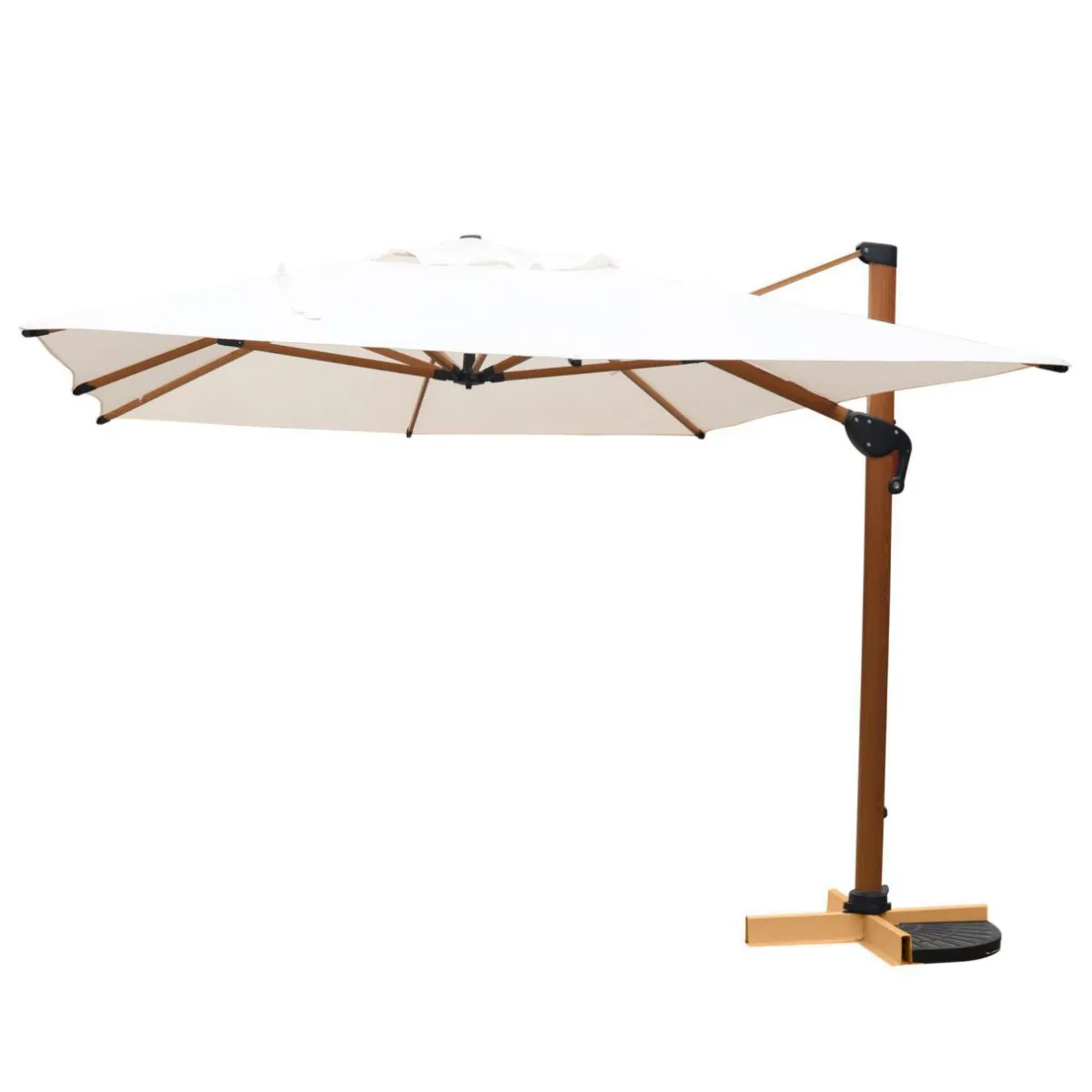 MOBELLIA Parasol déporté rectangulaire aluminium (4 x 3 m) Yucatan effet Bois et blanc Effet bois - blanc