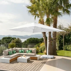 MOBELLIA Parasol déporté rectangulaire aluminium (4 x 3 m) Yucatan Blanc Online