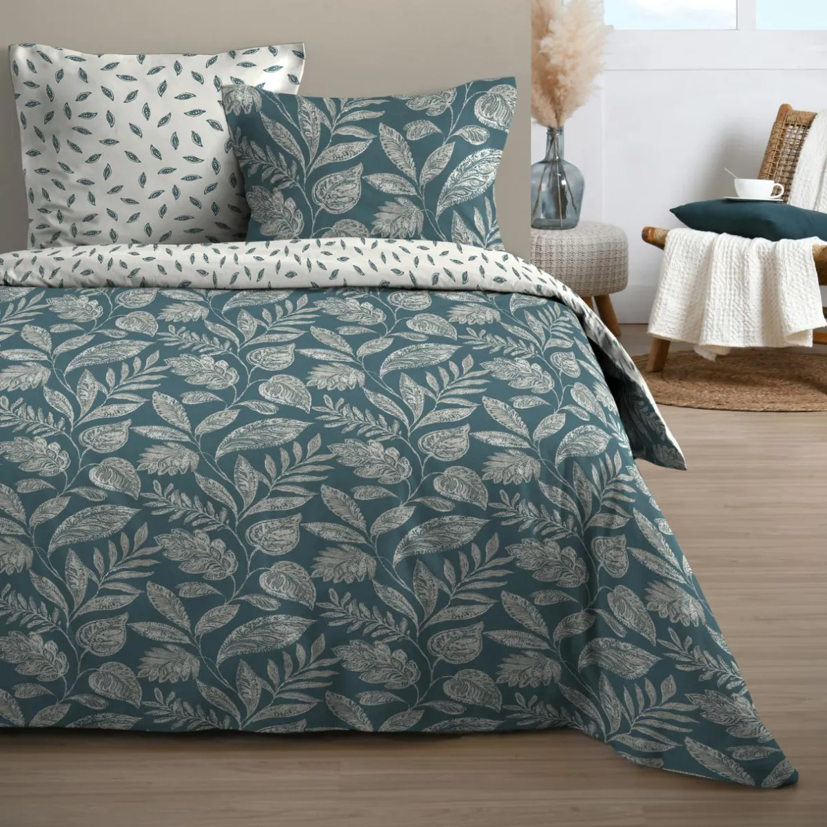 STOF Parure de draps coton 4 pièces (140 x 190 cm) Gaëlle e Bleu Discount
