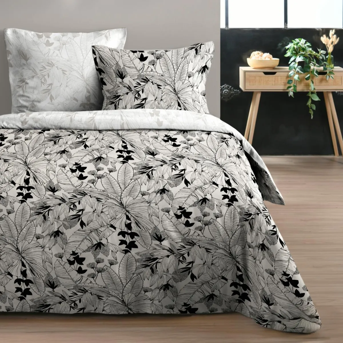 STOF Parure de draps coton 4 pièces (240 x 300 cm) Surya Noir Outlet