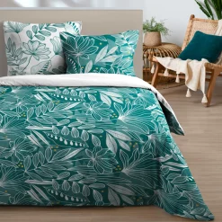 STOF Parure de draps en coton 4 pièces (240 x 300 cm) Douala Bleu pétrole Best