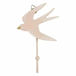 OSTARIA Patère enfant bois Oiseau Rose Clearance