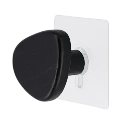 TENDANCE Patère murale adhésive (D6,5 cm) Galet Noir Hot