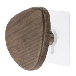 TENDANCE Patère murale adhésive (D9,5 cm) Galet Marron Hot