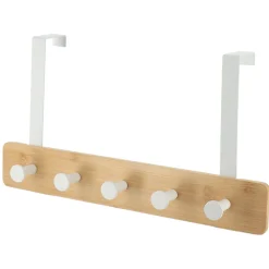 TENDANCE Patère pour porte 3 crochets (L29 x H20 cm) Bambou Blanc