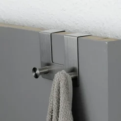 TENDANCE Patère pour porte acier inoxydable 2 crochets (H10 cm) Chrome Argent New