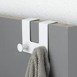 TENDANCE Patère pour porte métal 2 crochets (H10 cm) Blanc New