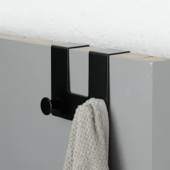 TENDANCE Patère pour porte métal 2 crochets (H10 cm) Noir New
