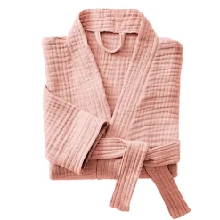 EMINZA Peignoir de bain gaze de coton L/XL Gaïa Rose Pêche New
