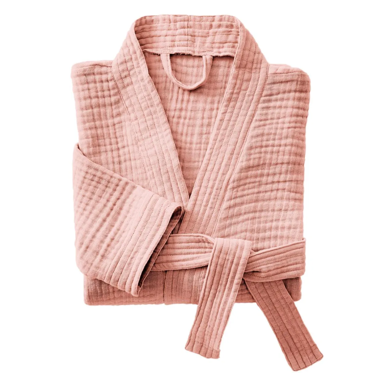 EMINZA Peignoir de bain gaze de coton L/XL Gaïa Rose Pêche New