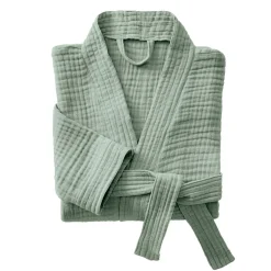 EMINZA Peignoir de bain gaze de coton L/XL Gaïa Vert Eucalyptus