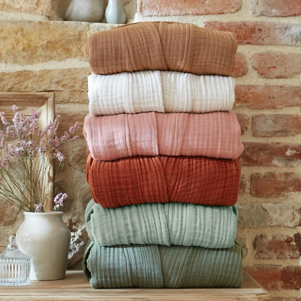 EMINZA Peignoir de bain gaze de coton L/XL Gaïa Terracotta Best