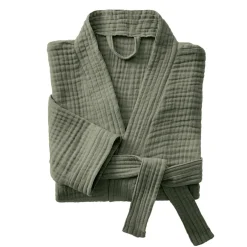 EMINZA Peignoir de bain gaze de coton L/XL Gaïa Vert romarin Sale