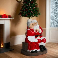 KAEMINGK Pied de sapin géant (H97 cm) Père et Mère de Noël Rouge Hot