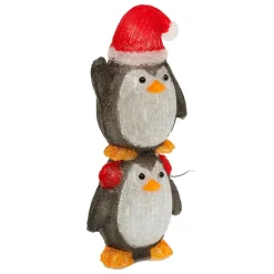 JJA Pingouins lumineux solaire 50 LED (H49 cm) Les copains clignotants Blanc froid Gris