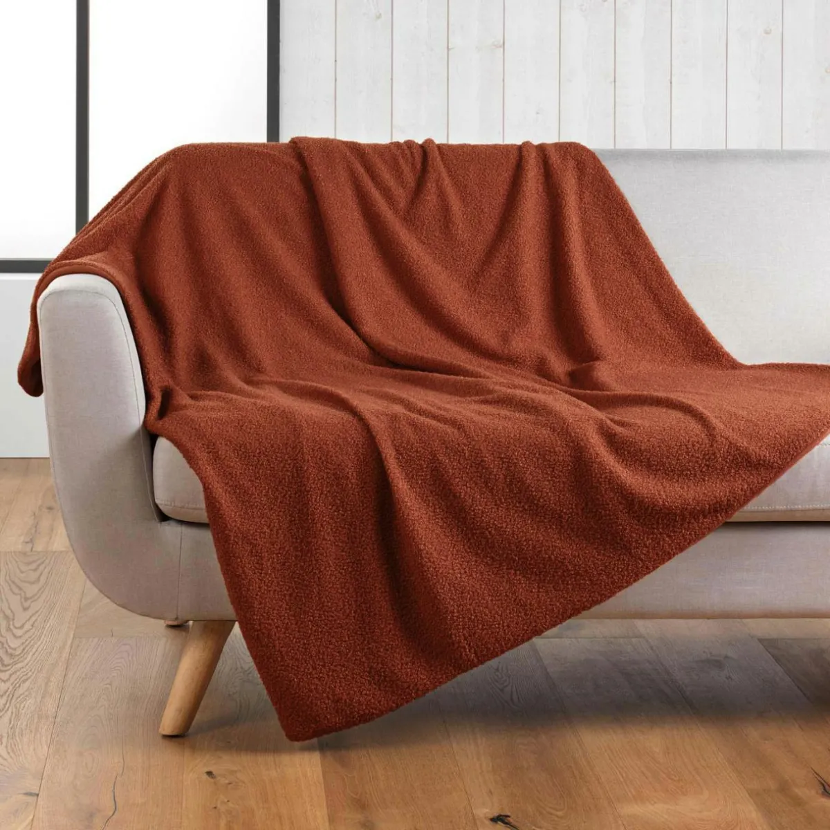 douceur d'intu017drieur Plaid bouclette (180 x 220 cm) Wooly Terracotta