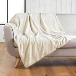 douceur d'intu017drieur Plaid bouclette (180 x 220 cm) Wooly Ecru