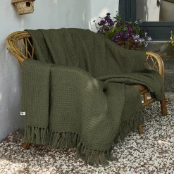 L'EFFET PAPILLON Plaid canapé matière recyclée (180 x 220 cm) Gabin thym Vert