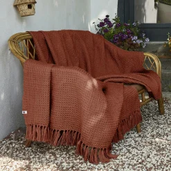 L'EFFET PAPILLON Plaid canapé matière recyclée (180 x 220 cm) Gabin Terracotta Hot