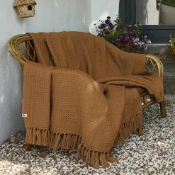 L'EFFET PAPILLON Plaid canapé matière recyclée (180 x 220 cm) Gabin Camel New