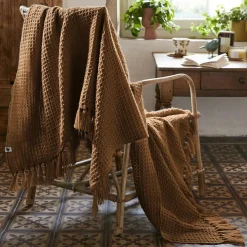 L'EFFET PAPILLON Plaid canapé matière recyclée (130 x 160 cm) Gabin Camel Hot