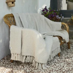 L'EFFET PAPILLON Plaid canapé matière recyclée (180 x 220 cm) Gabin pampa Beige Discount