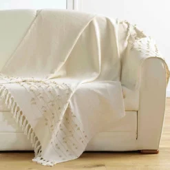 DOUCEUR D'INTERIEUR Plaid coton (120 x 150 cm) Golden Sunset Ecru Outlet