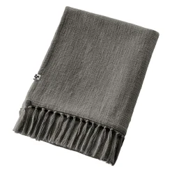 L'EFFET PAPILLON Plaid coton (180 x 220 cm) Sixtine Gris ardoise Gris foncé