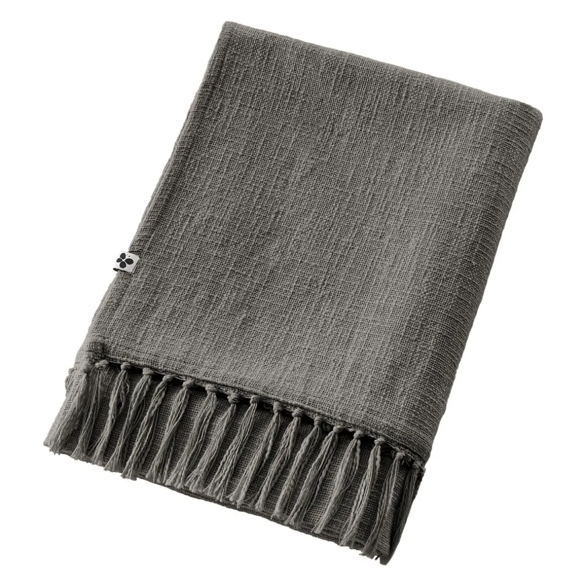 L'EFFET PAPILLON Plaid coton (180 x 220 cm) Sixtine Gris ardoise Gris foncé