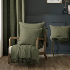 L'EFFET PAPILLON Plaid coton (180 x 220 cm) Sixtine Vert romarin