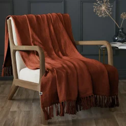 L'EFFET PAPILLON Plaid coton (130 x 160 cm) Sixtine Terracotta Sale