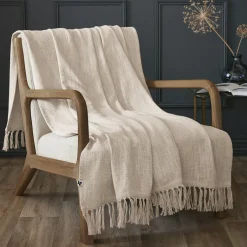L'EFFET PAPILLON Plaid coton (130 x 160 cm) Sixtine Beige Discount