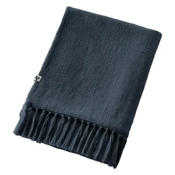 L'EFFET PAPILLON Plaid coton (180 x 220 cm) Sixtine Bleu nuit Clearance