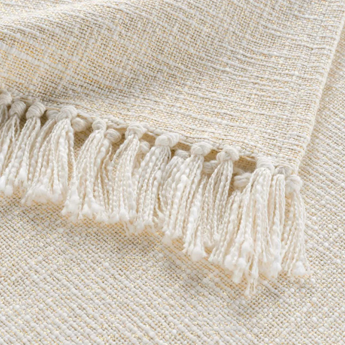 douceur d'intu017drieur Plaid coton doux (125 x 150 cm) Ziggy Ecru Outlet