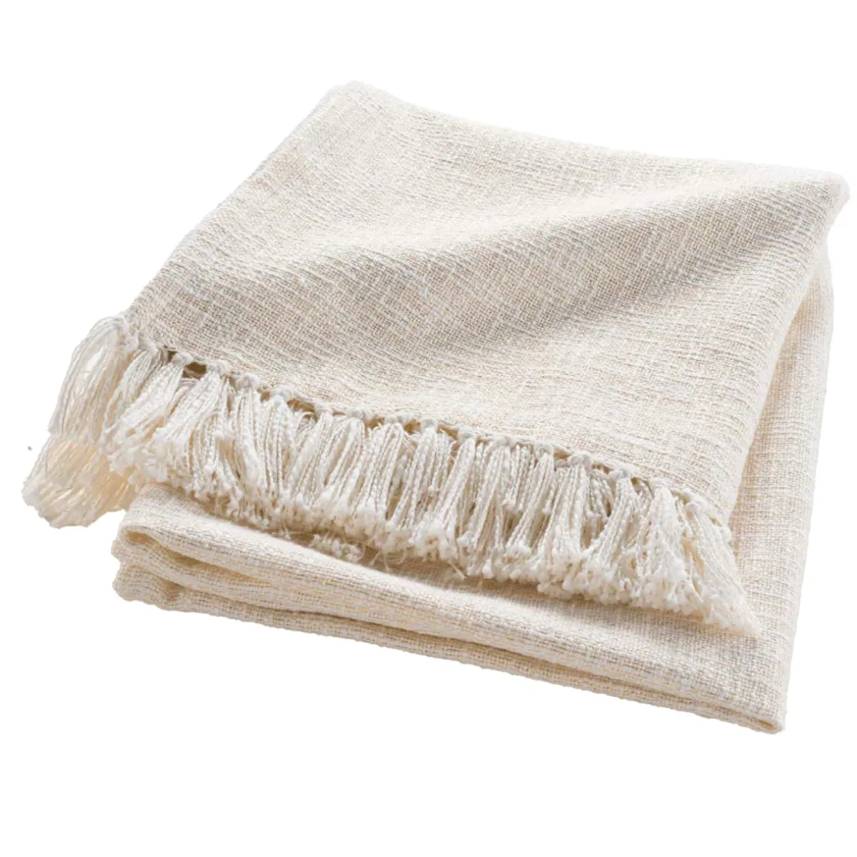 douceur d'intu017drieur Plaid coton doux (125 x 150 cm) Ziggy Ecru Outlet