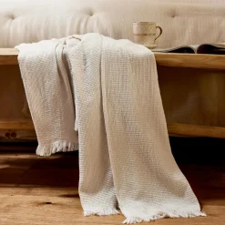 EMINZA Plaid coton nid d'abeille (130 x 160 cm) Eva Beige Best