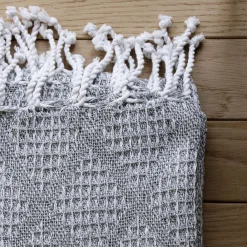 ENJOY HOME Plaid coton recyclé (130 x 160 cm) Dune Gris clair